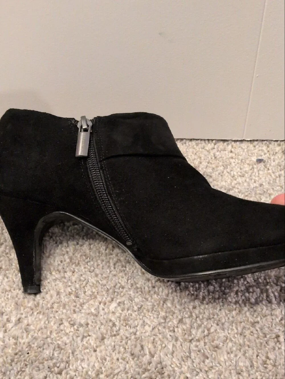 Bandalino Black Women's Suede Ankle Booties with Fold-Over Cuff